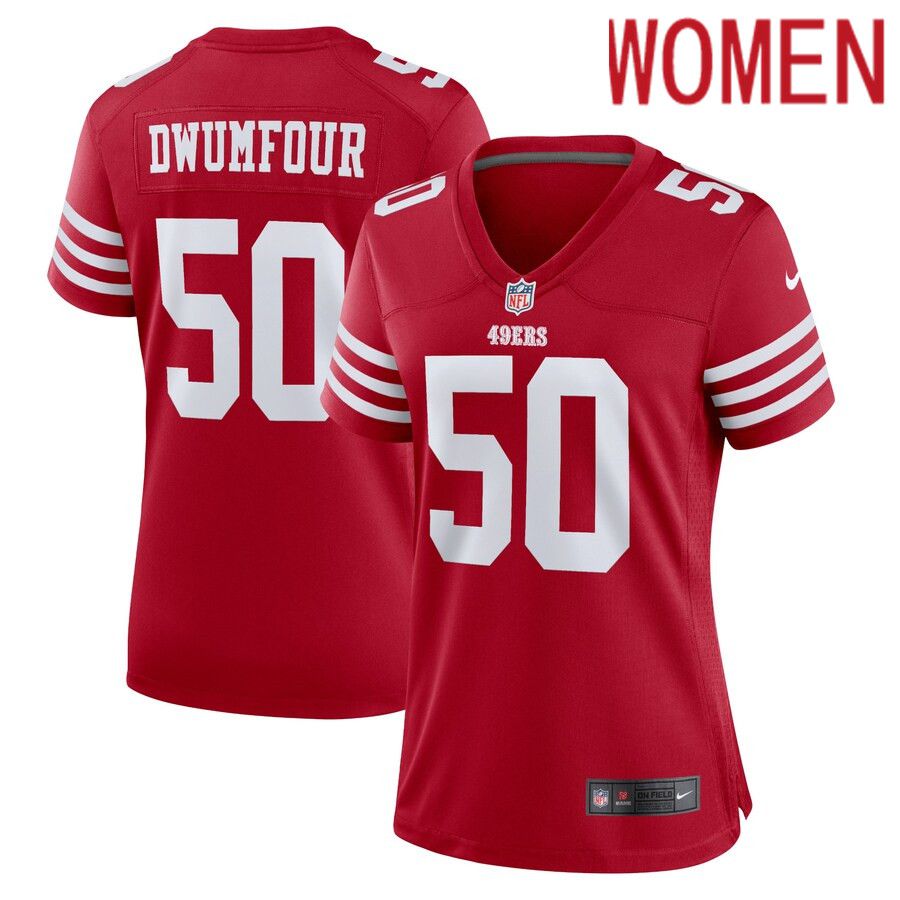 Women San Francisco 49ers #50 Michael Dwumfour Nike Scarlet Home Game Player NFL Jersey